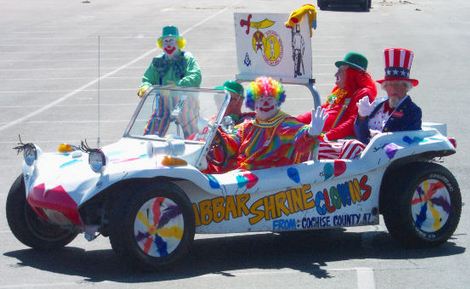 Funny clowns in car